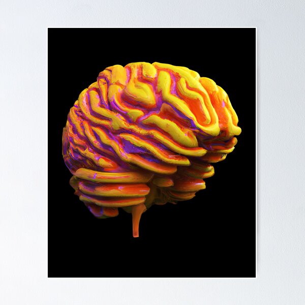 Vista previa del artículo con la obra «Neon Brain Realistic Retro Science Colorful», diseñado y vendido por betternotes.