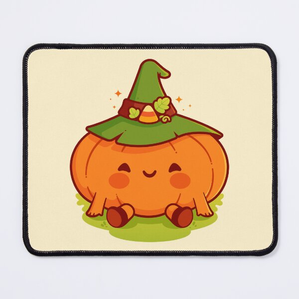 Item preview, Kawaii Pumpkin Bucket with Witch Hat and Candy Corn on Top designed and sold by May's Studio.