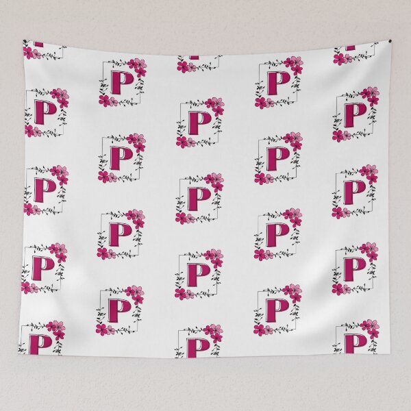 Artikelvorschau, Rosa Monogramm P mit rosa Blumenrahmen entworfen und verkauft von Coffee Lifestyle.