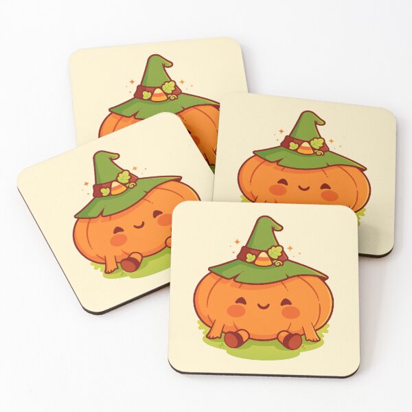 Item preview, Kawaii Pumpkin Bucket with Witch Hat and Candy Corn on Top designed and sold by May's Studio.