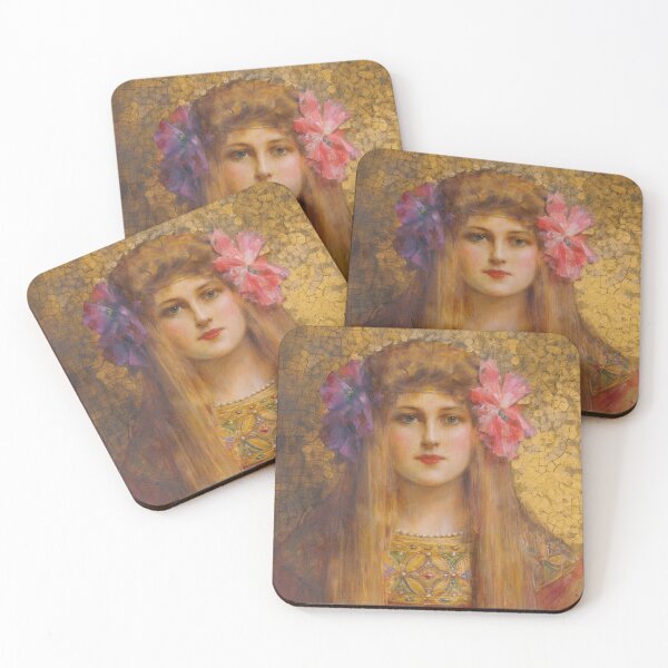 Item preview, Portrait of a Woman with a Flower Turban | Leon Francois Comerre | 1890 Pre-Raphaelite Art designed and sold by CJET.