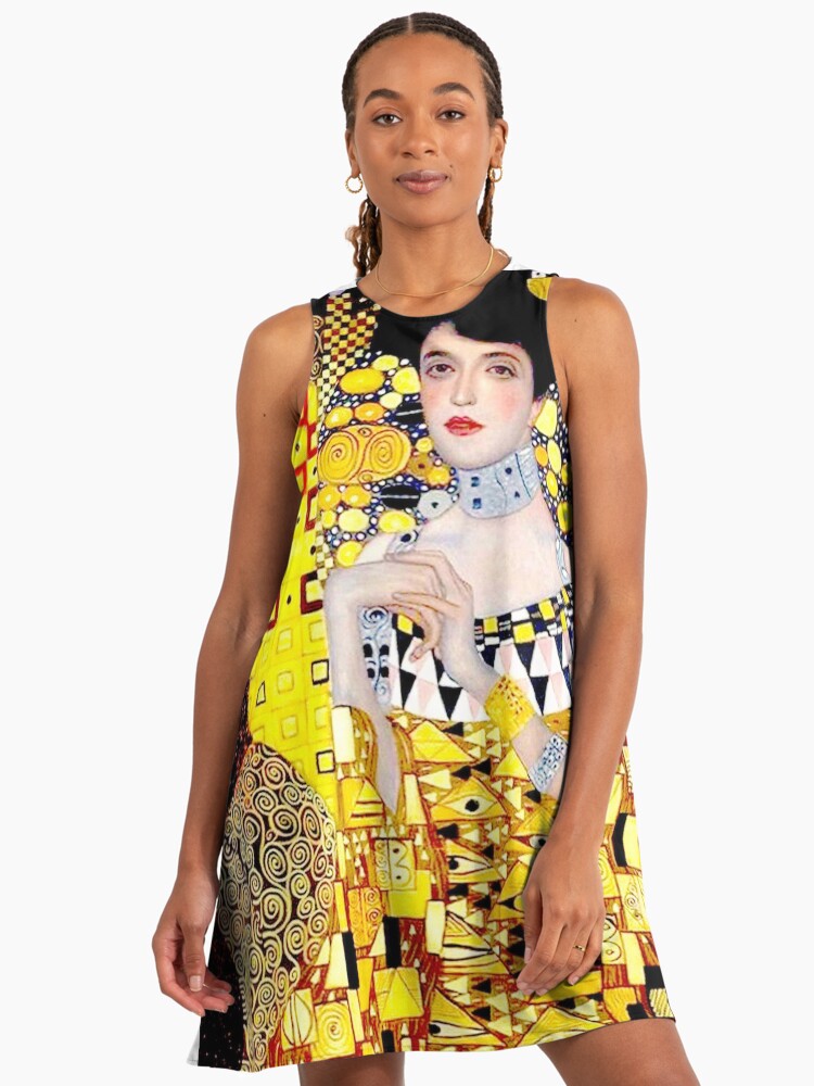 klimt gold dress Mardi Gras II Gustav Klimt Style Gold Surrealistic A.I. Painting main image 1