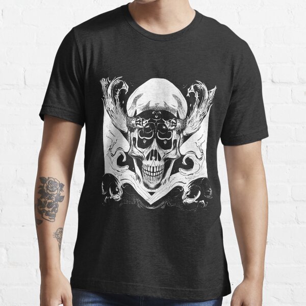 "Human skull halloween horror with ornamental frame" Tshirt for Sale