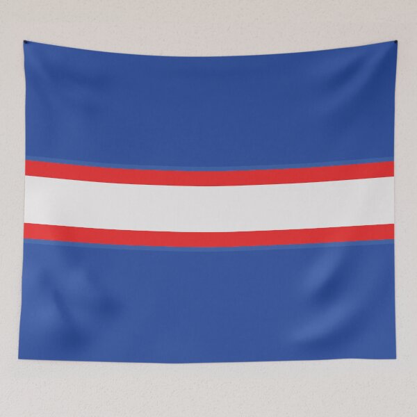 Item preview, Oldham Athletic Retro 1985 Blue Red White Bar Jersey designed and sold by Sporting Colour.