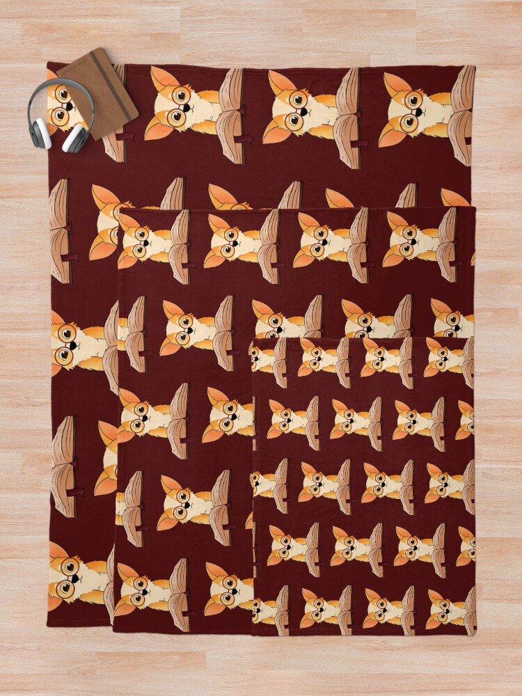 Alternate view of Corgi reads a book Throw Blanket