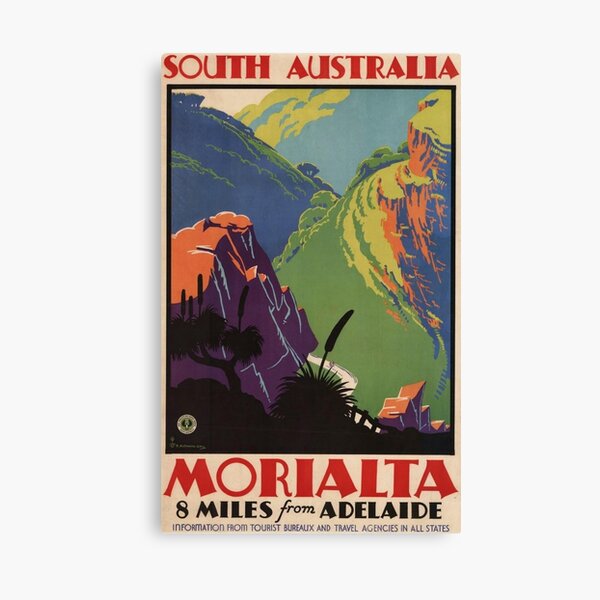 Morialta Adelaide South Australia Vintage Travel Poster | Old Australian Tourism Art Deco Canvas Print