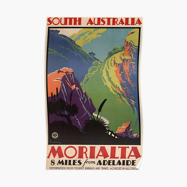 "Morialta Adelaide South Australia Vintage Travel Poster Old