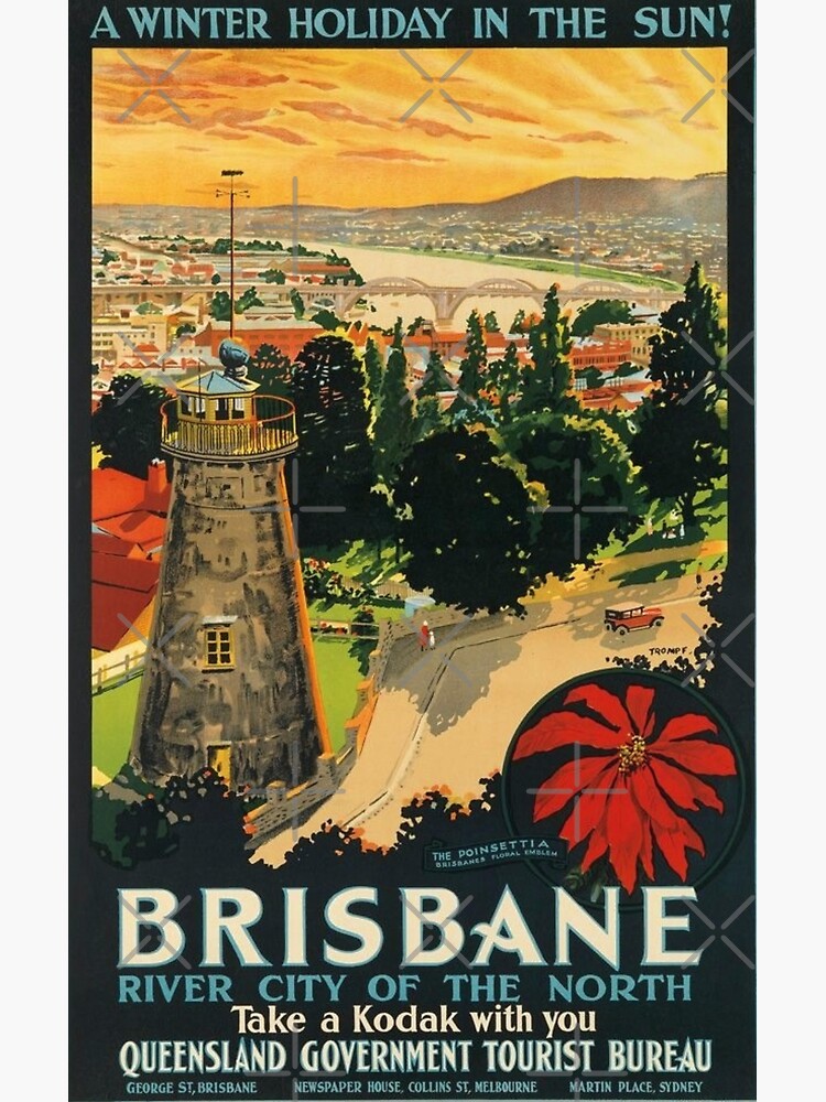 "Brisbane Australia Vintage Travel Poster Old Australian Tourism Art