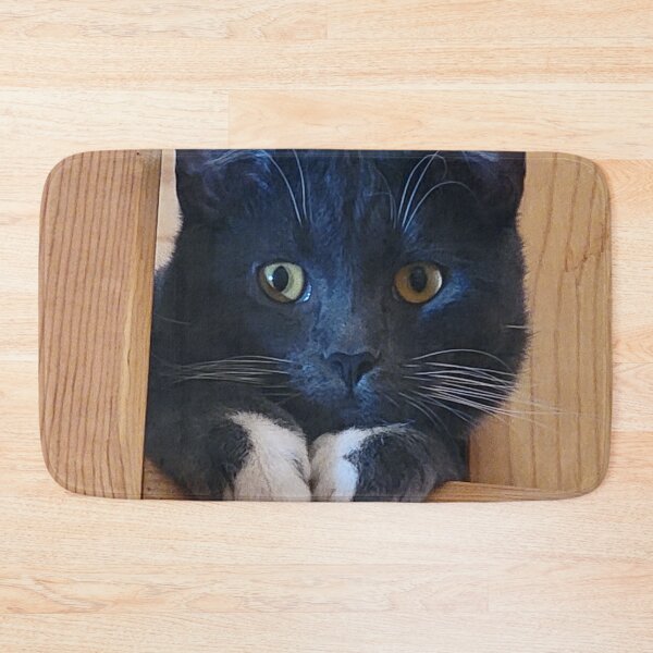 Item preview, Curious Silver Tuxedo Cat designed and sold by Rebecca Jane.