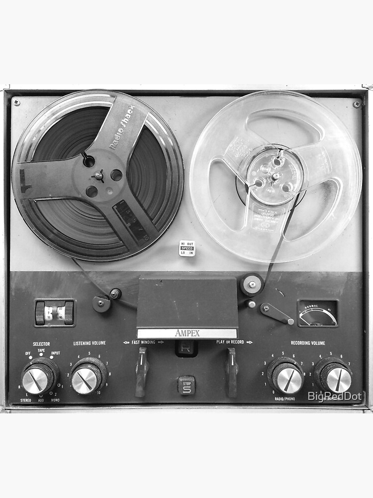 " Old tape recorder retro tech black white 50s classic