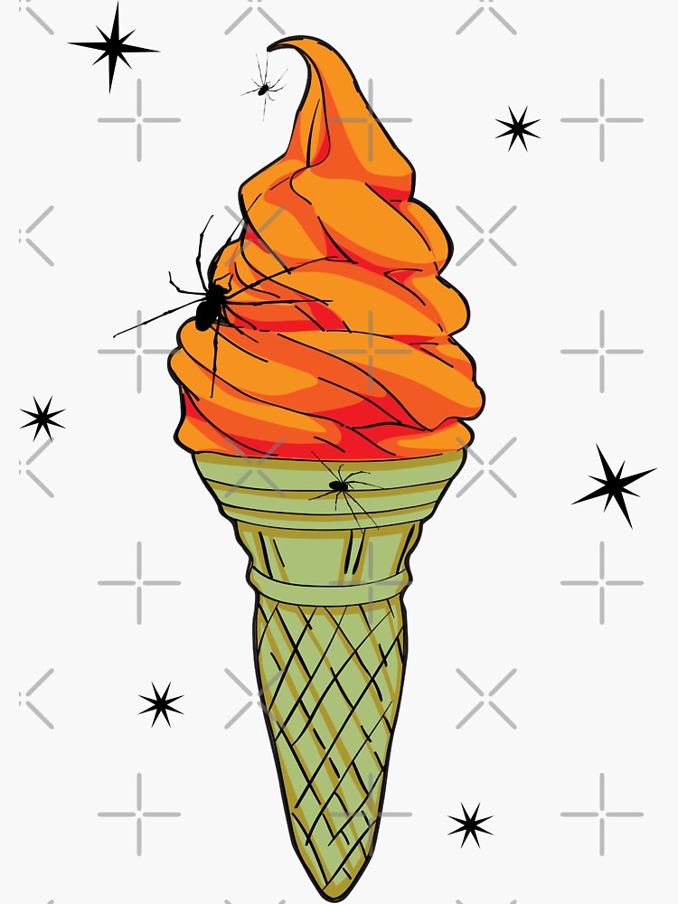 "Orange Halloween Spider Ice Cream Cone " Sticker for Sale by