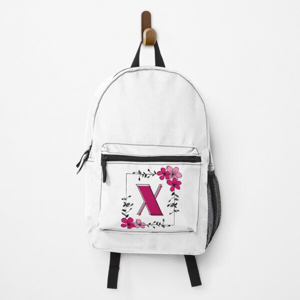 Aperçu de l'œuvre Monogramme X rose avec cadre floral rose créée et vendue par Coffee Lifestyle.