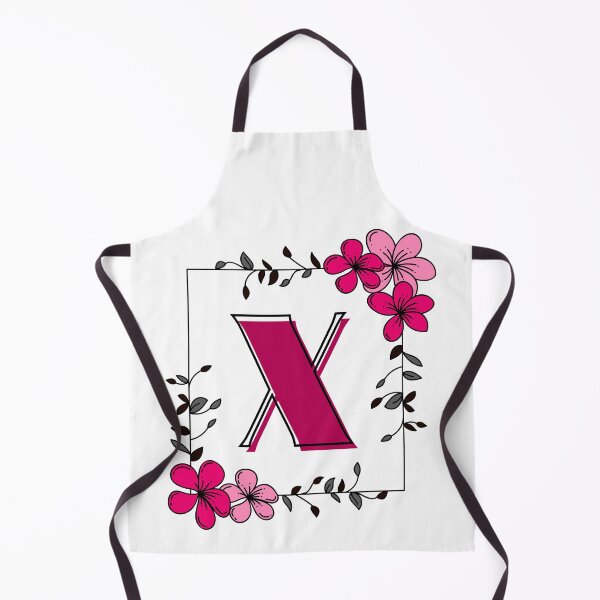 Aperçu de l'œuvre Monogramme X rose avec cadre floral rose créée et vendue par Coffee Lifestyle.