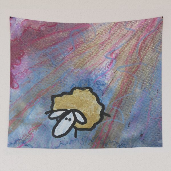 Item preview, UnFolding the Ewe-niverse #21 mixed media and ink painting of sheep designed and sold by ChillonLeachArt.