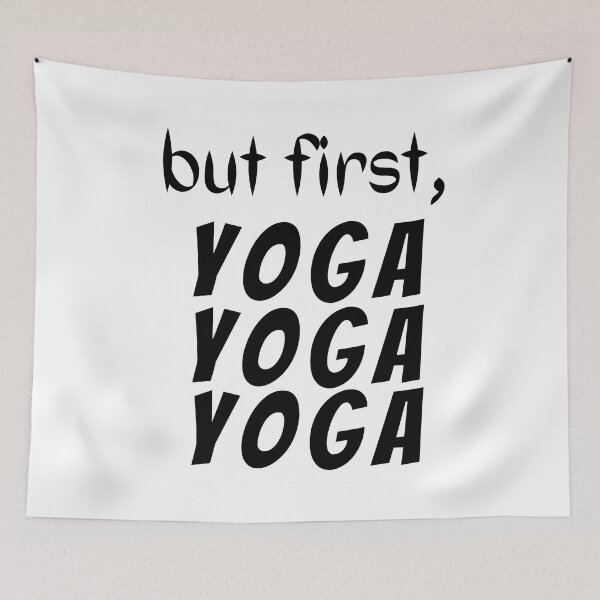 Item preview, okay but first yoga cartoon, yoga tank, yoga tank top, yoga muscle tank designed and sold by Trucker10.
