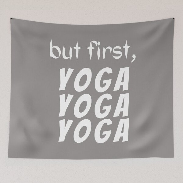 Item preview, okay but first yoga cartoon, yoga tank, yoga tank top, yoga muscle tank designed and sold by Trucker10.