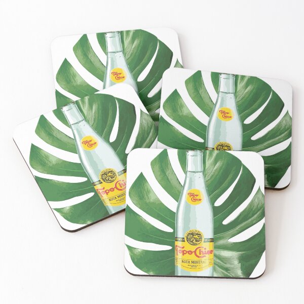 Item preview, TopoChico Bottle in front a Plant leaf designed and sold by Vela Barrera.