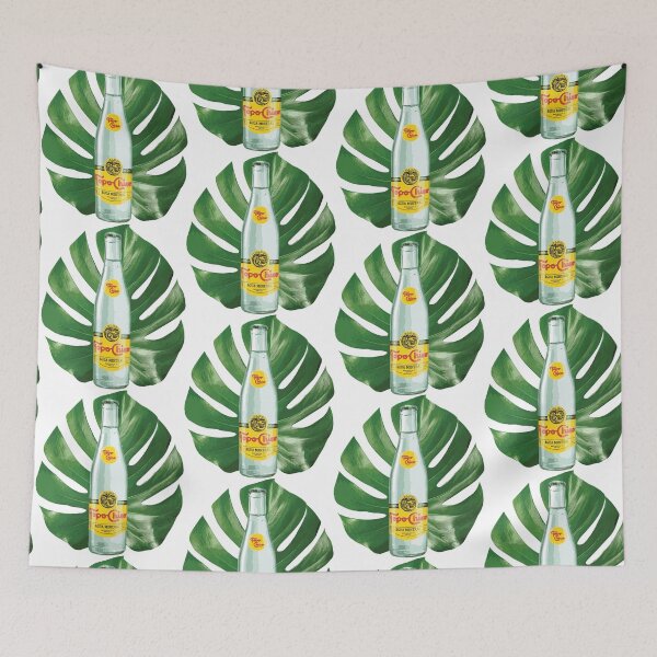 Item preview, TopoChico Bottle in front a Plant leaf designed and sold by Vela Barrera.