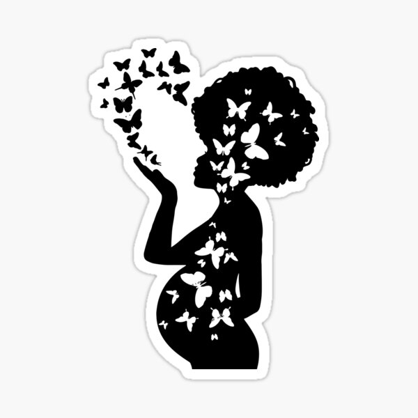 Item preview, Black pregnant woman with butterflies designed and sold by Rosaliartbook.