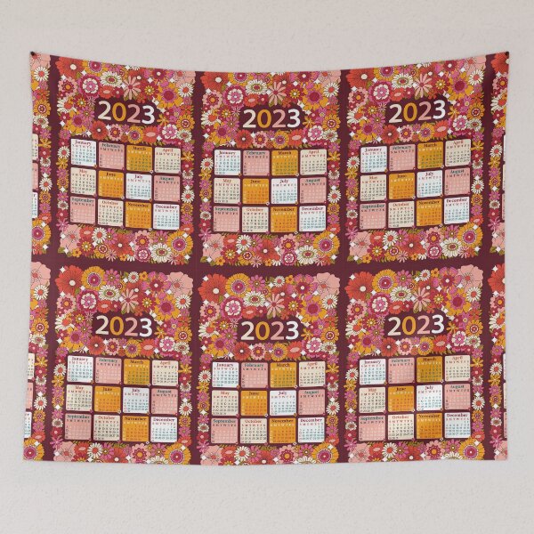 Item preview, Floral 2023 Calendar Wall Hanging designed and sold by sarakaquabubble.