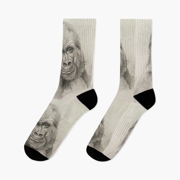 Item preview, Silver Back Gorilla Smiling hand drawn in pencil designed and sold by MonicaArtist.