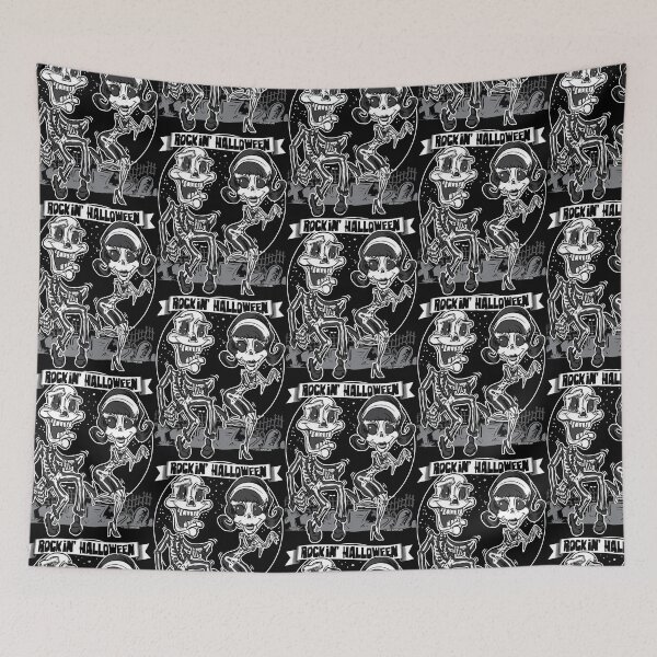 Item preview, Skeletons dancing in the cemetery and having a Rockin' Halloween designed and sold by eShirtLabs.