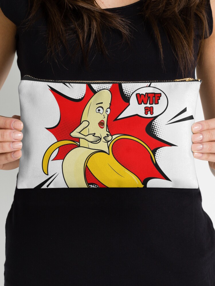 Vector adult character. Funny illustration naked banan with boobs and pop  art cloud WTF Zipper Pouch for Sale by Milatoo