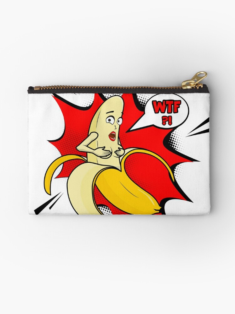 Vector adult character. Funny illustration naked banan with boobs and pop  art cloud WTF Zipper Pouch for Sale by Milatoo
