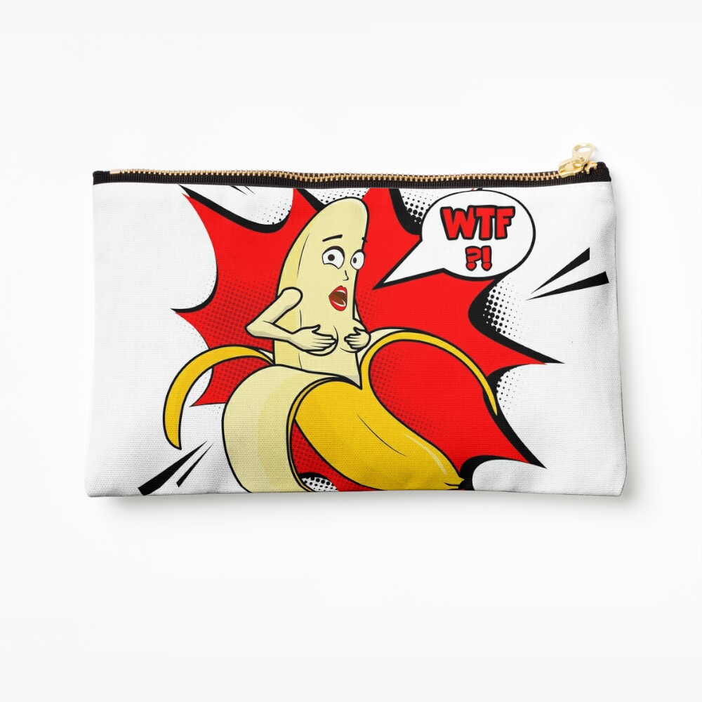 Vector adult character. Funny illustration naked banan with boobs and pop  art cloud WTF Zipper Pouch for Sale by Milatoo
