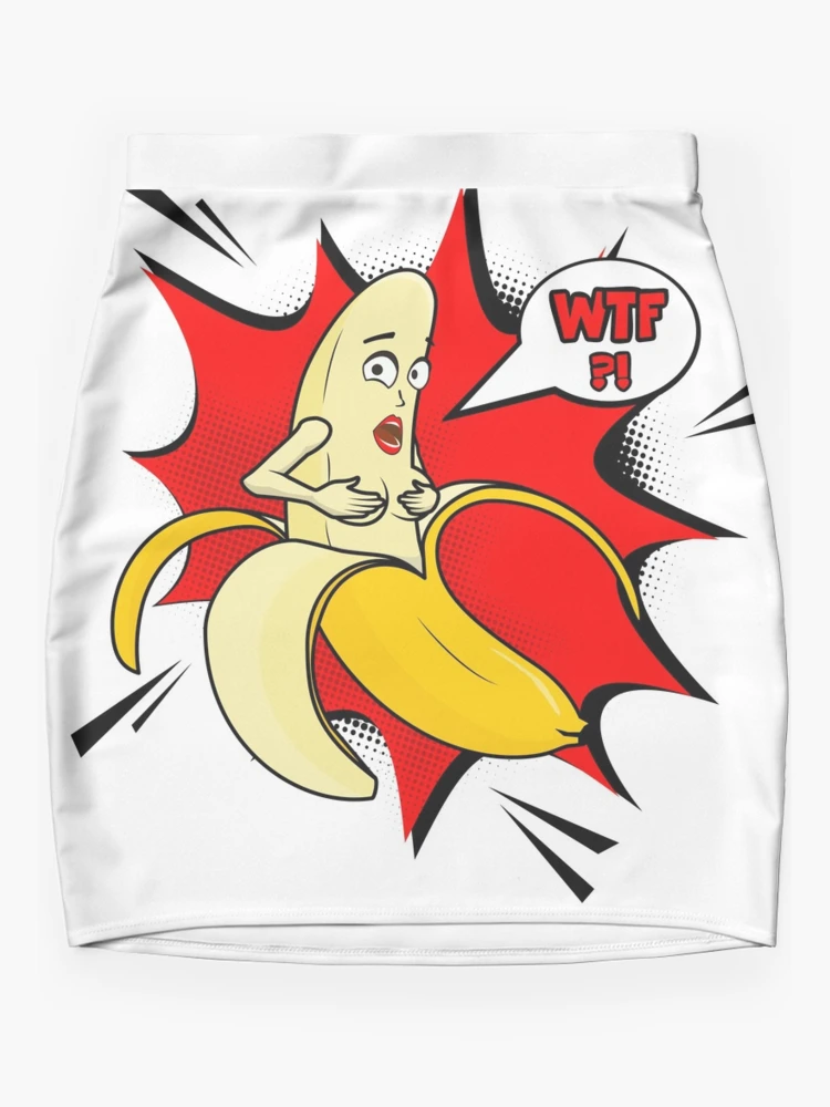 Vector adult character. Funny illustration naked banan with boobs and pop  art cloud WTF. Banana stri T Shirt by Milatoo
