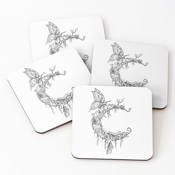 Item preview, Butterfly Moon Fantasy Ink Illustration designed and sold by Sam Deacon Art.