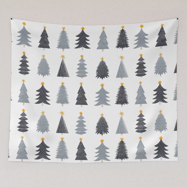 Item preview, Black and white Christmas tree pattern - Little Winter tree designed and sold by Dominiquevari.