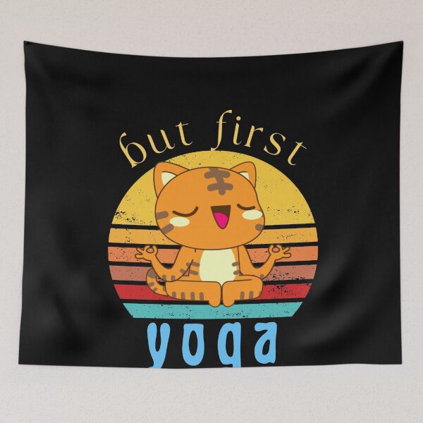 Item preview, okay but first yoga cartoon, yoga tank, yoga tank top, yoga muscle tank designed and sold by Trucker10.