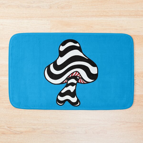 Item preview, The Perfect Magic Mushroom: Exotic Trippy Wavy Black & White Stripes on BlueContour Lines with Red Underbelly designed and sold by Ciara Shortall.