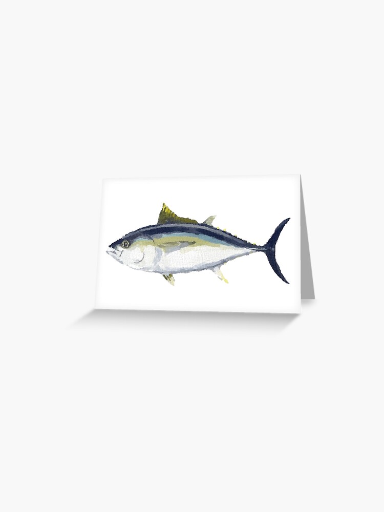 Set of watercolor fish - tuna, striped tuna, yellowfin tuna, bigeye tuna.  Hand drawn illustration on white background Stock Illustration