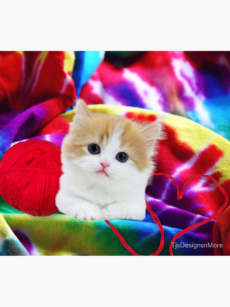 Tie Dye Cat with yarn by TjsDesignsnMore