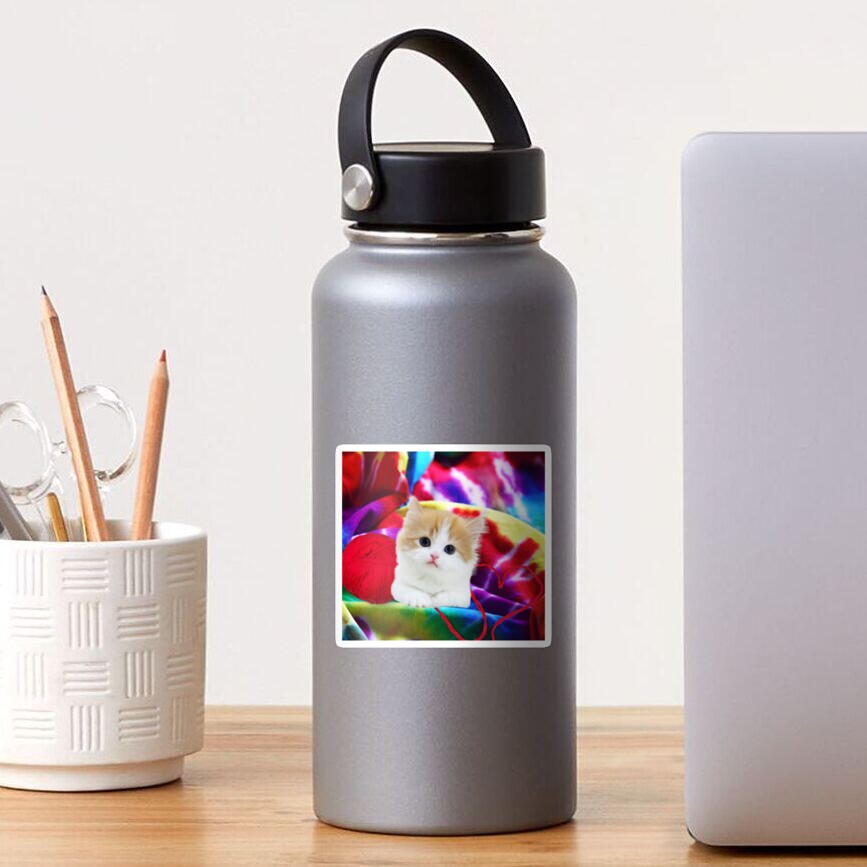 Tie Dye Cat with yarn Sticker