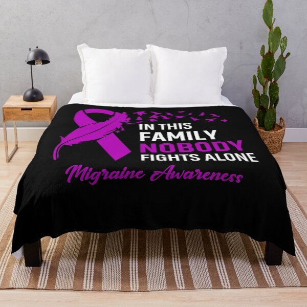 Item preview, In This Family Nobody Fights Alone Migraine Awareness Feather Ribbon designed and sold by frechettee.