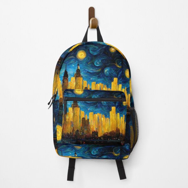 Item preview, New York City skyline at night, starry night, Van Gogh designed and sold by ElMafioso1000.