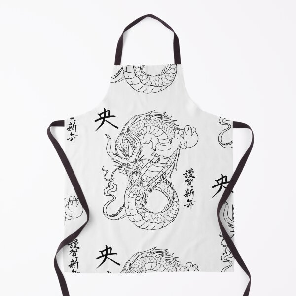 Item preview, Fierce Chinese Dragon Black Line Drawing Design designed and sold by EarthArtDesigns.