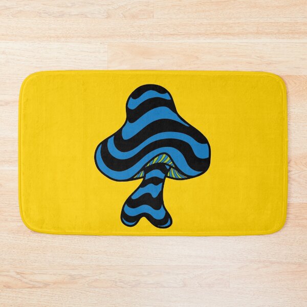 Item preview, The Perfect Mushroom: Exotic Trippy Wavy Blue & Black Stripes Contour Lines with Green Underbelly designed and sold by Ciara Shortall.