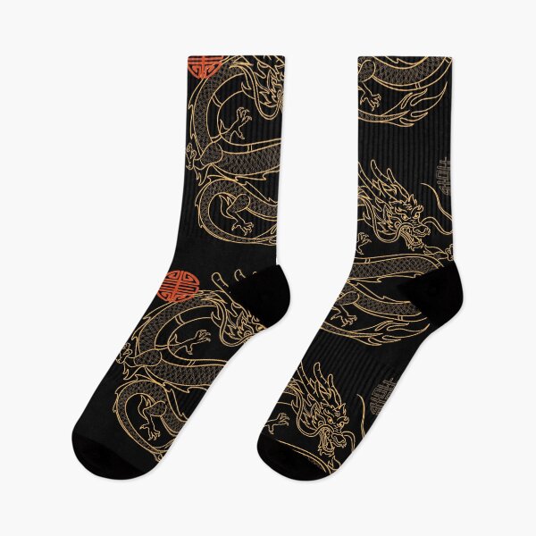 Item preview, Fierce Chinese Dragon Orange Line Drawing Design designed and sold by EarthArtDesigns.