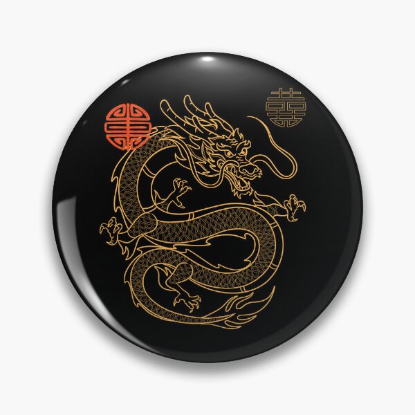 Item preview, Fierce Chinese Dragon Orange Line Drawing Design designed and sold by EarthArtDesigns.