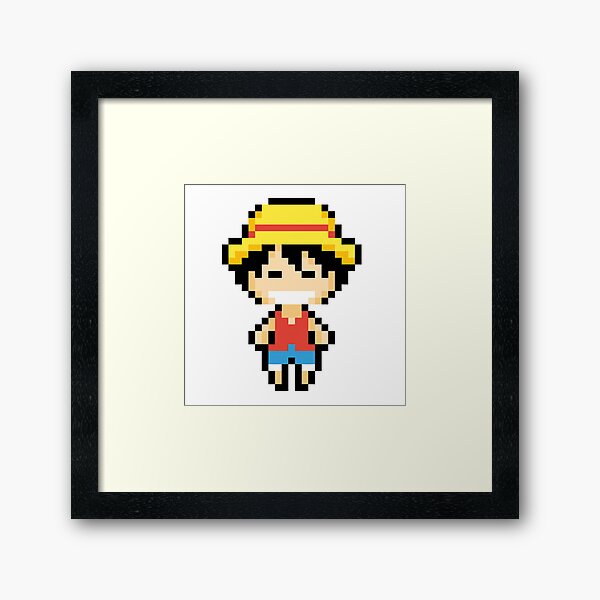 One Piece Luffy Pixel Art Framed Art Print for Sale by kobmamba
