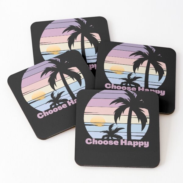 Item preview, Choose Happy - Retro Palm Tree Sunrise,  Good Vibes, Self Love  designed and sold by Sun Sand & Sea Art.