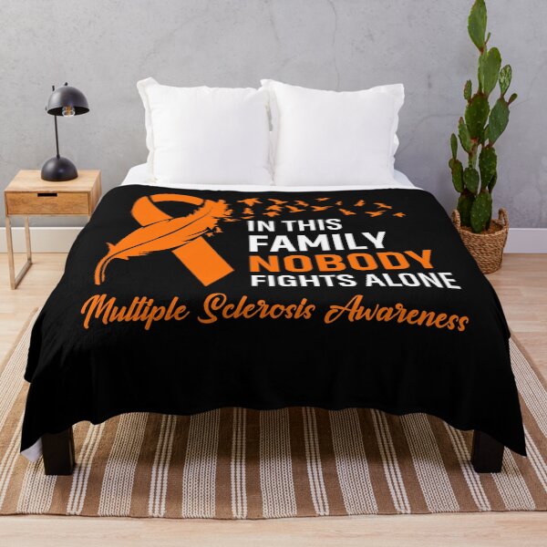 Item preview, In This Family Nobody Fights Alone Multiple Sclerosis Awareness Feather Ribbon designed and sold by frechettee.