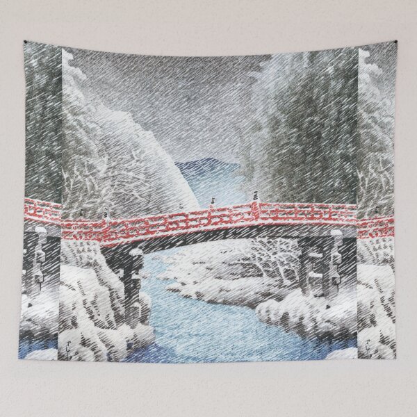 Item preview, The Sacred Bridge at Nikko by Kawase Hasui designed and sold by Takeda-art.