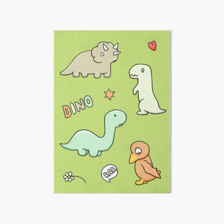 Cute Dinosaur Bundle Pack Art Board Print For Sale By MarinaGorban