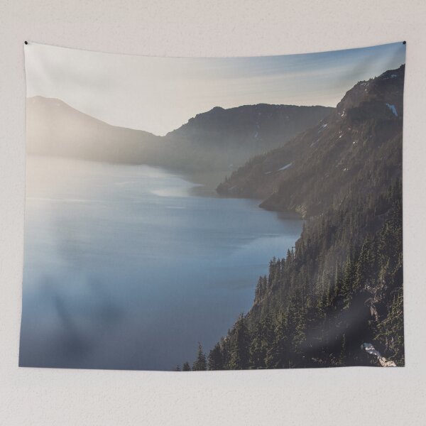 Artikelvorschau, Sonnenaufgang am Kratersee - Forest Mountain Volcano III entworfen und verkauft von artcascadia.