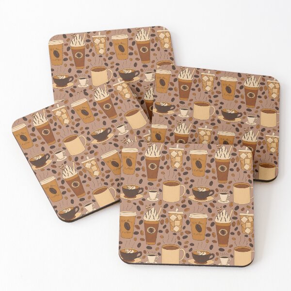 Item preview, Different Kinds of Coffee Seamless Pattern - Warm Brown Palette & Amber Wood designed and sold by EcoElsa.